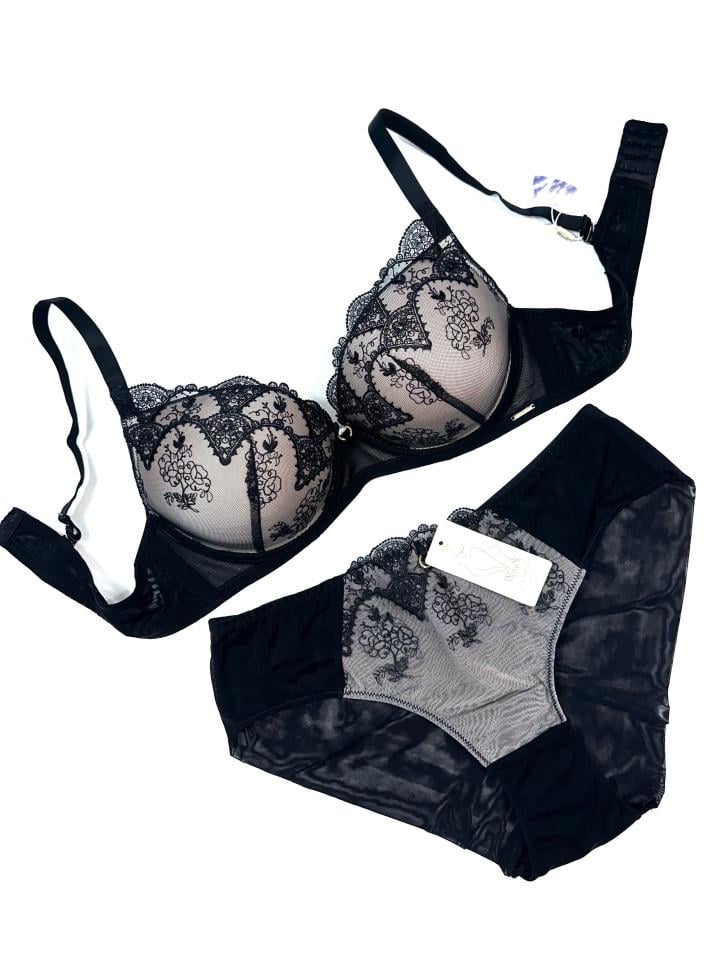 Комплект женского белья Weiyesi 2343k 90C Черный с бежевым
