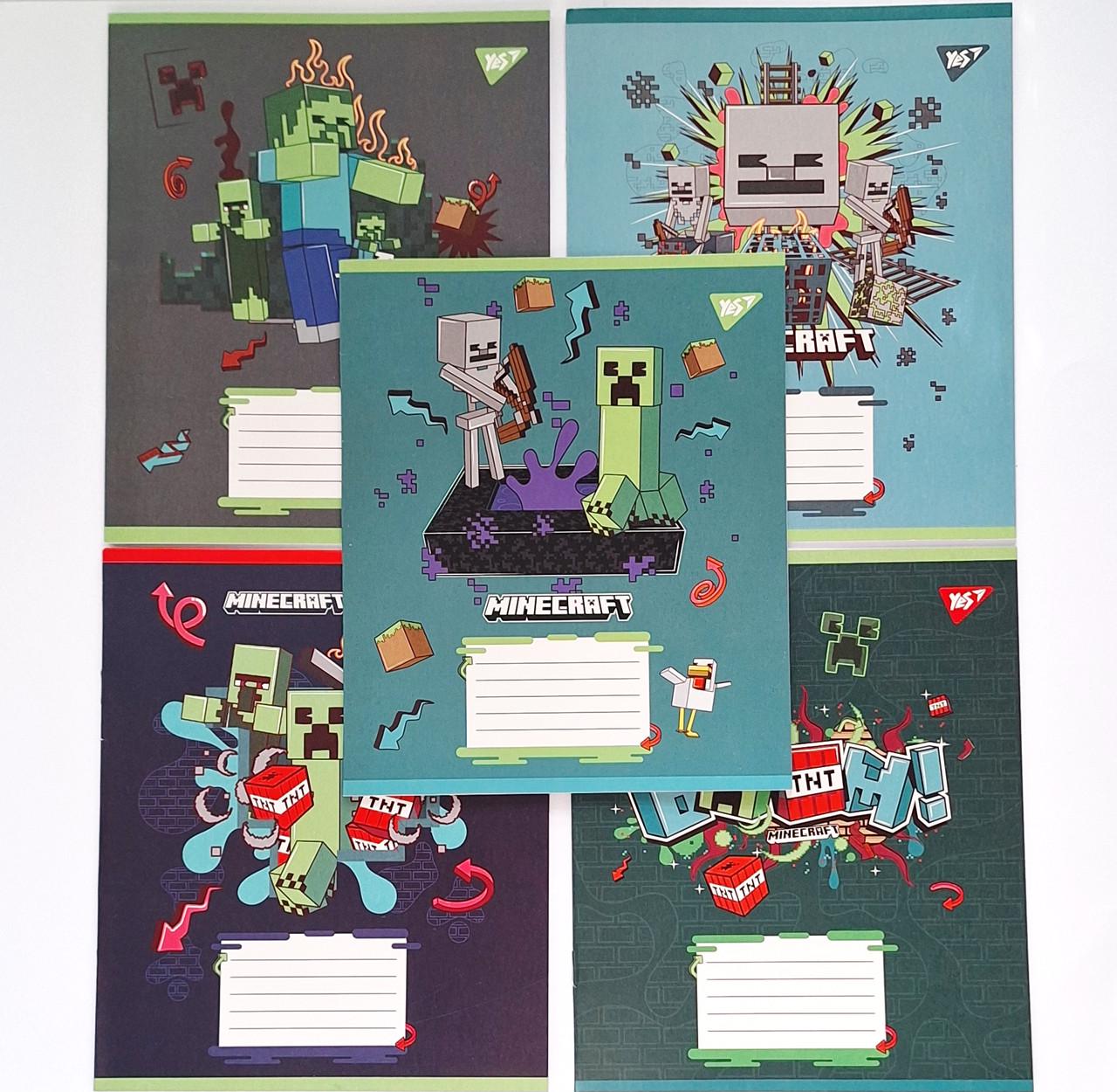 Тетрадь школьная YES Minecraft Heroes А5 12 листов клетка для мальчика (767576)