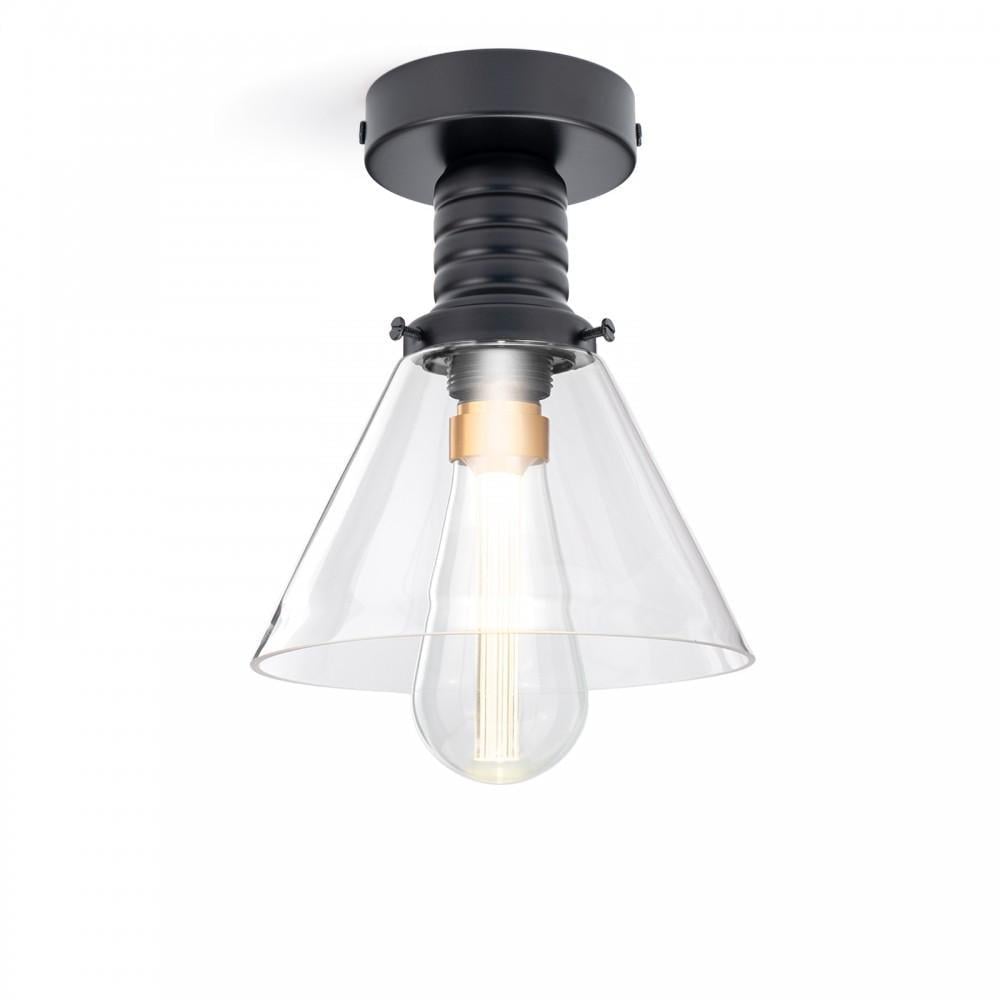 Стельовий світильник Ретро з прозорого скла Funnel Clear Jazz Collection Black (CL-JC0002/BLACK) - фото 1 Стельовий світильник Ретро з прозорого скла Funnel Clear Jazz Collection Black (CL-JC0002/BLACK) - фото 1