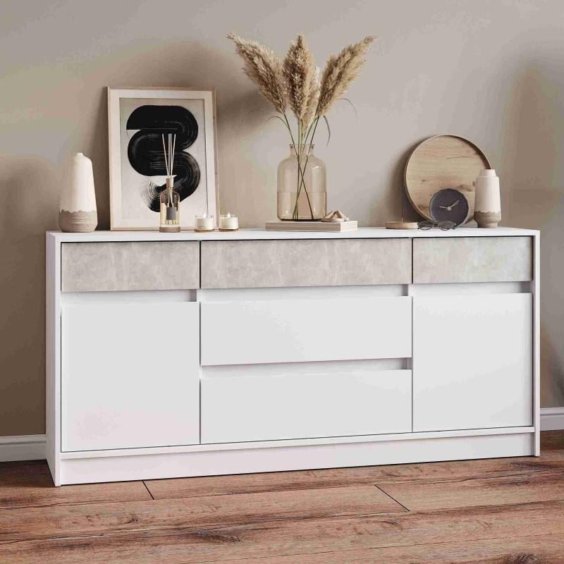 Комод 1600 Стайл 1602x390x754 мм Белый/Бетон - фото 1 Комод 1600 Стайл 1602x390x754 мм Белый/Бетон - фото 1