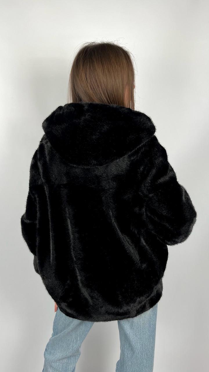 Шуба женская из эко-меха 8819-02 L Черный - фото 4