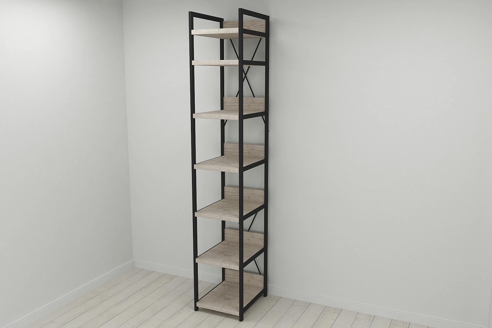 Шкаф гардероб уни секция 4 серии Конект Ferrum-decor 220x40x50 см металл Черный/ДСП Дуб Шервуд (SHG086)