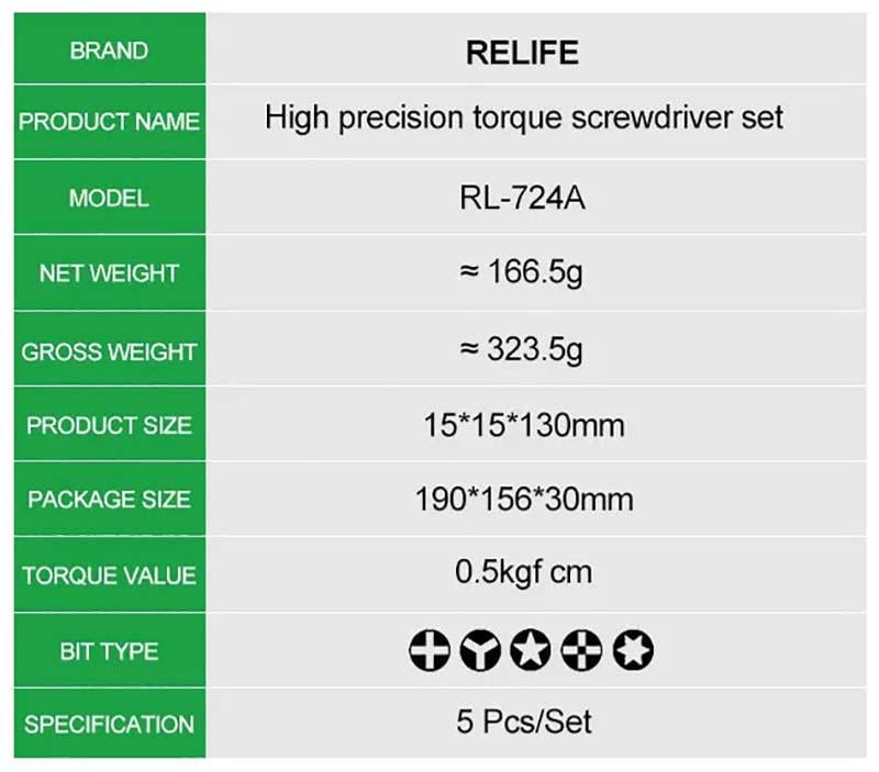 Набір викруток Relife RL-724A прецизійний для ремонту 5 шт. (2000996199472) - фото 10 Набір викруток Relife RL-724A прецизійний для ремонту 5 шт. (2000996199472) - фото 10