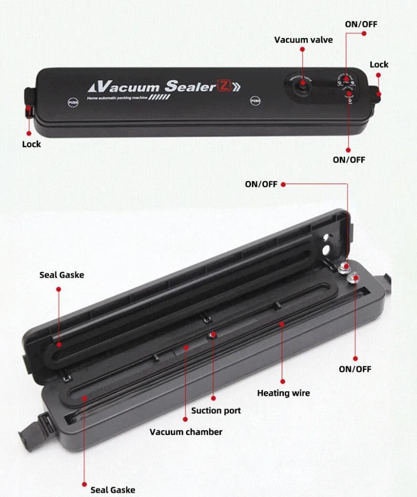Вакуумний пакувальник побутовий Vacuum Sealer з 10 пакетами в комплекті (2472511834) - фото 5 Вакуумний пакувальник побутовий Vacuum Sealer з 10 пакетами в комплекті (2472511834) - фото 5