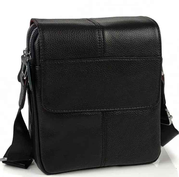 Сумка кожаная через плечо Tiding Bag M1554A Черный