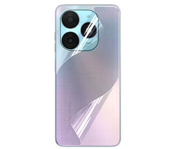 Противоударная гидрогелевая пленка Hydrogel Film для Tecno Spark 20C на заднюю панель, Transparent