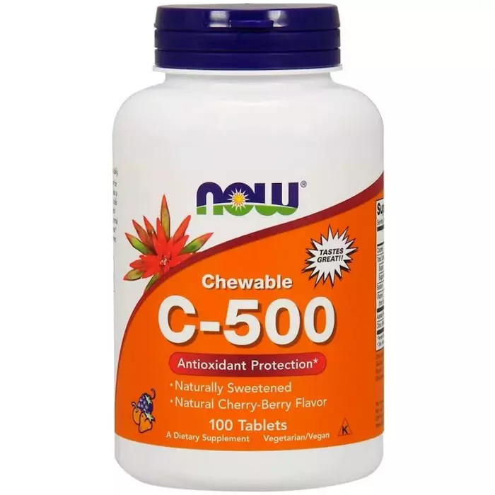 Витамин С Now Foods Chewable C-500 вишнево-ягодный вкус 100 жевательных таблеток (NF0640)