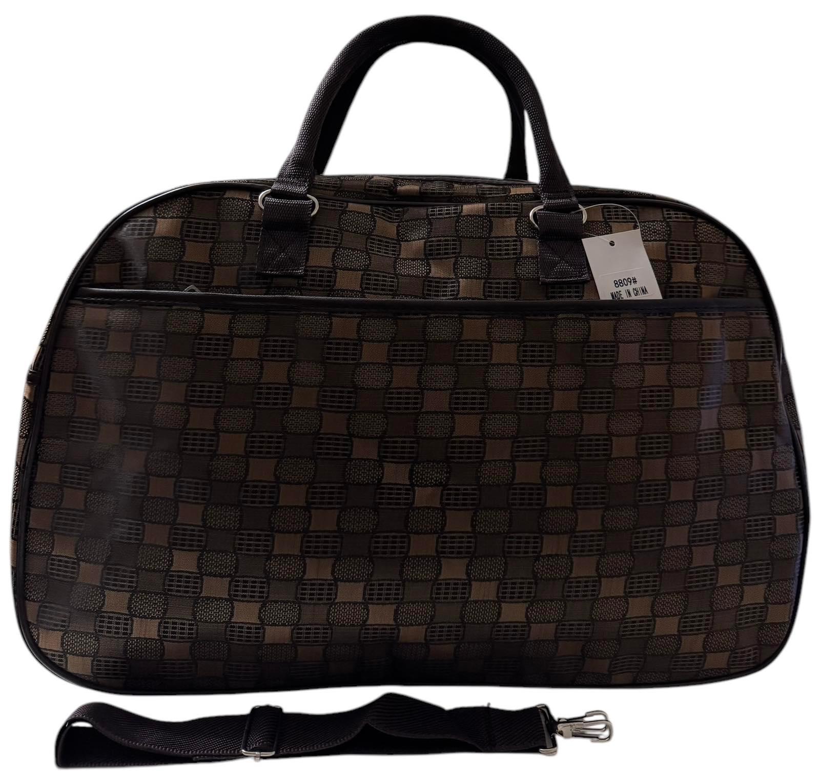 Сумка дорожная ручная кладь с длинным ремнем через плечо Темно-коричневый (8809BB)