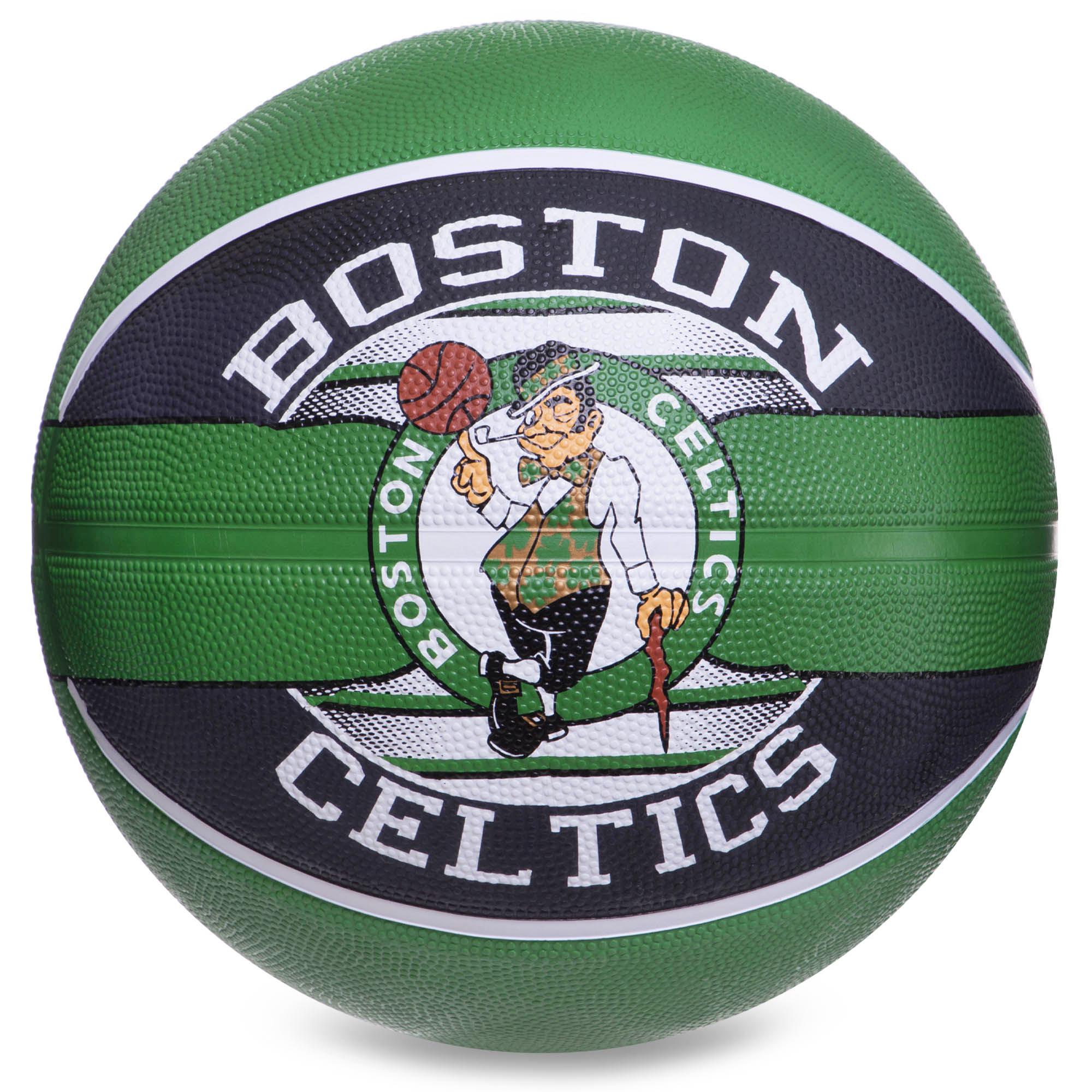 Мяч баскетбольный резиновый Zelart SPALDING NBA Team BOSTON CELTIC 83505Z №7 Зеленый/Черный (DR006132)