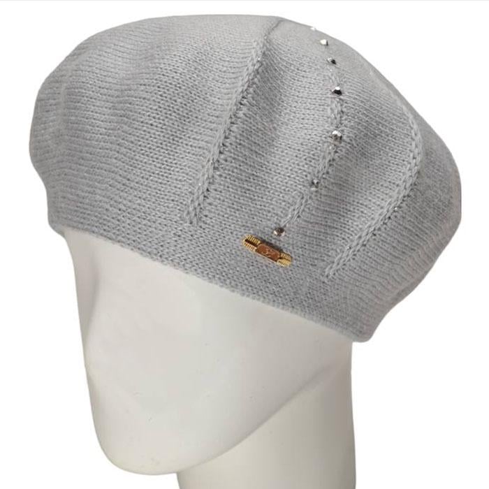 Берет женский Lirus Монако двойной шерстяной Серо-голубой (87233)