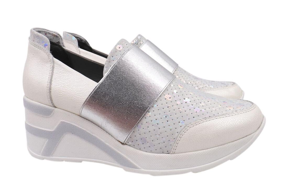 Кросівки жіночі Aquamarin зі шкіри на платформі р. 40 Молочний (1927-21DTC)