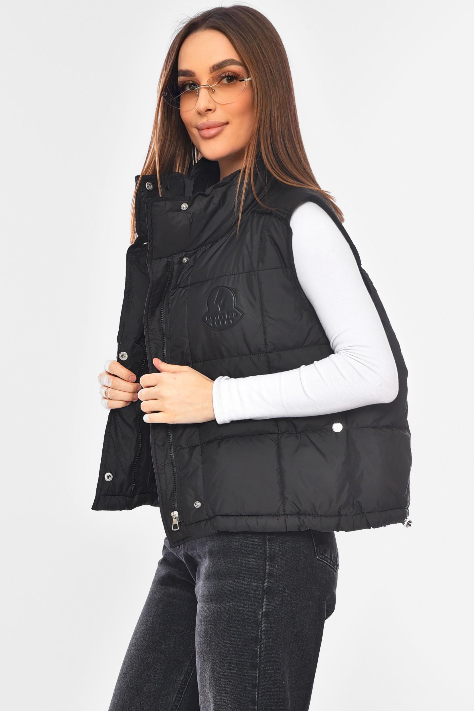 Жилетка жіноча однотонна 200300 XL Чорний - фото 2 Жилетка жіноча однотонна 200300 XL Чорний - фото 2