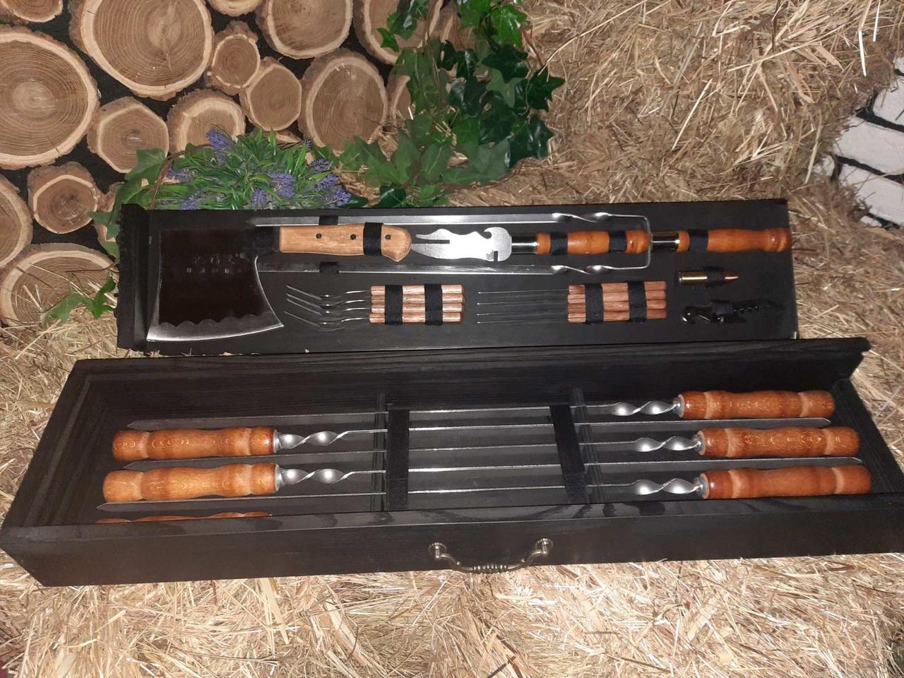 Набор шампуров Master с комплектом аксессуаров в деревянном кейсе 730х15х3 мм 6 шт. (12318052)