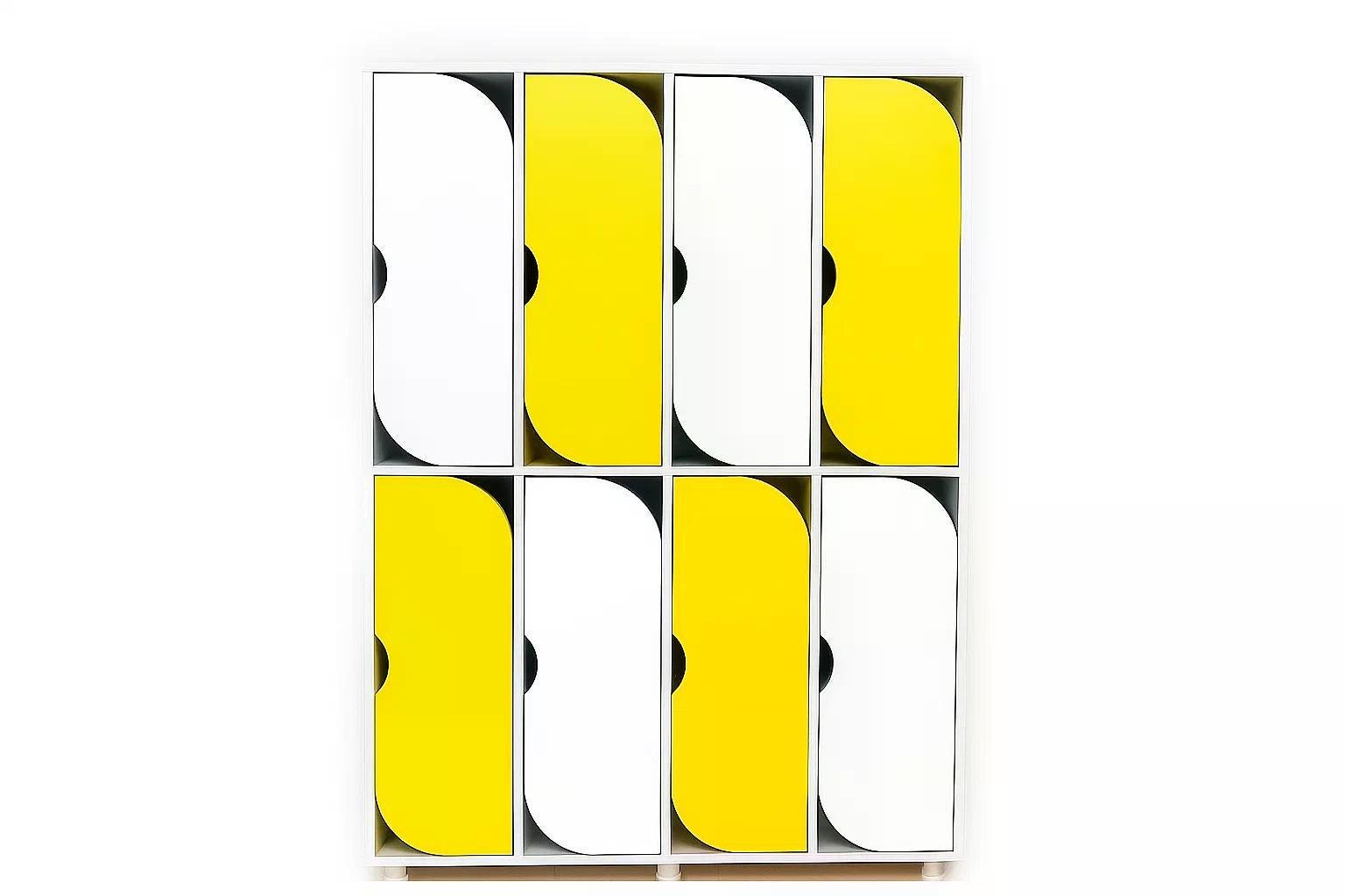 Шкаф для одежды 8-секций DS-54 на металлических регулируемых опорах Желтый/Белый