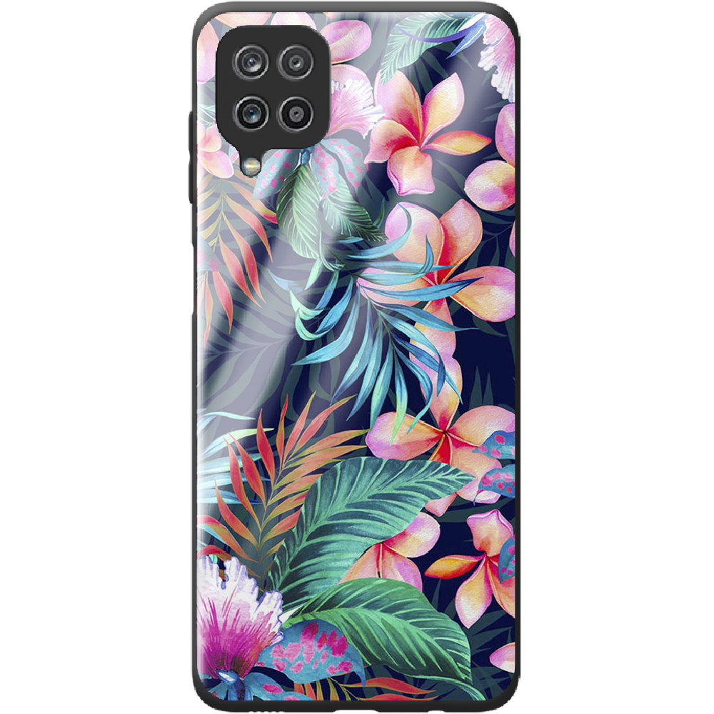 Чохол BoxFace Samsung M325F Galaxy M32 flowers in the tropics Чорний силікон зі склом (42962-up1971-44203)