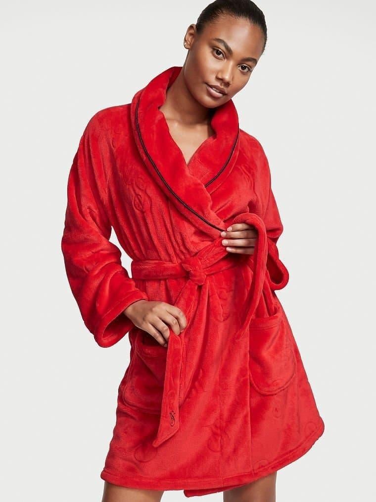 Халат женский плюшевый Victoria's Secret Short Cozy Robe M/L Красный (2816317479)