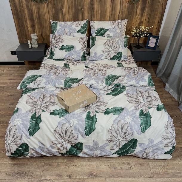 Постільна білизна Lelit полікотон двоспальний Молочний з принтом (P-0081)