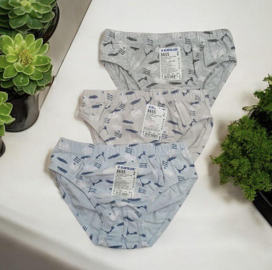 Плавки-трусы для мальчика хлопчатобумажные BAYKAR р. 2 110-116 см 3-4 года 3 шт. (ст. 3655)