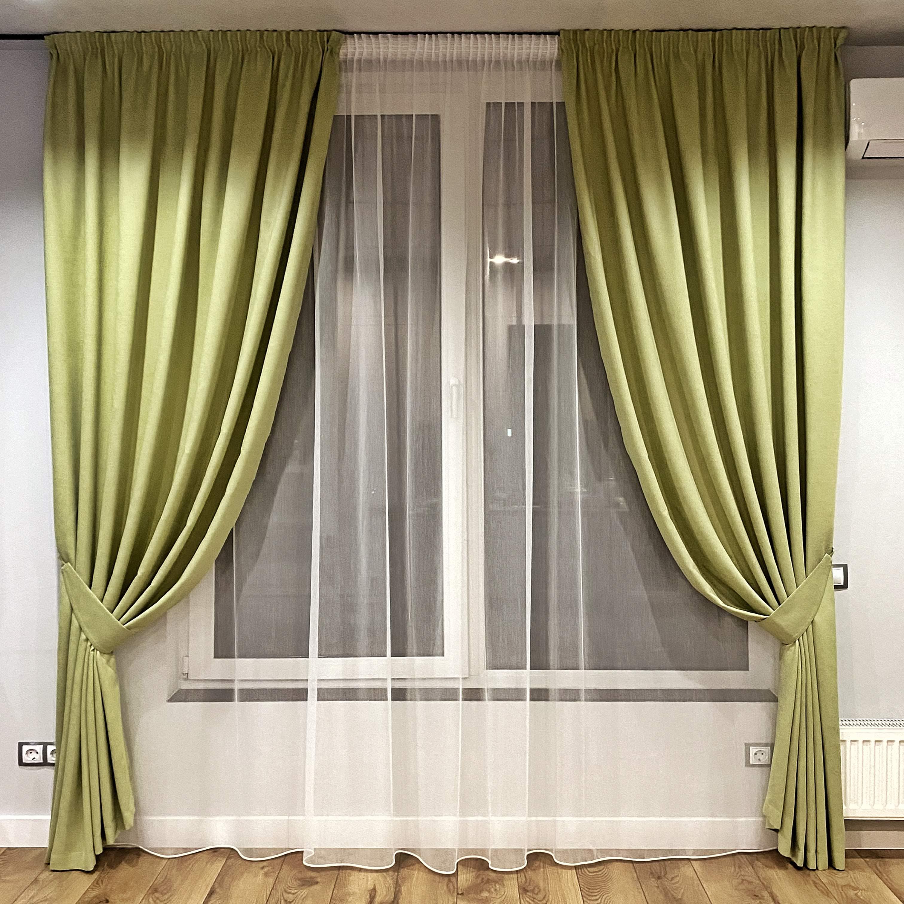 Шторы на тесьме с подхватами 180х250 см микровелюр 2 шт. и тюль бамбук 300х250 см Светло-зеленый/Теплый Белый (402207-МТ221В/180-300) - фото 1 Шторы на тесьме с подхватами 180х250 см микровелюр 2 шт. и тюль бамбук 300х250 см Светло-зеленый/Теплый Белый (402207-МТ221В/180-300) - фото 1