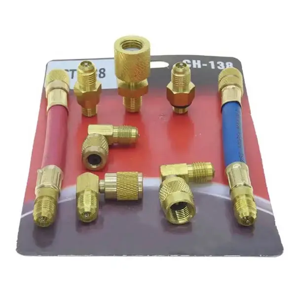 Набор переходников для заправки автокондиционера CH-138 8 адаптеров R-12/R-134a Набор переходников для заправки автокондиционера CH-138 8 адаптеров R-12/R-134a