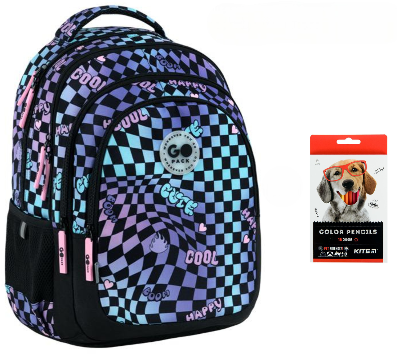 Рюкзак школьный GoPack Teens GO26-162M-2 и карандаши KITE 18 цветов (2905030991)