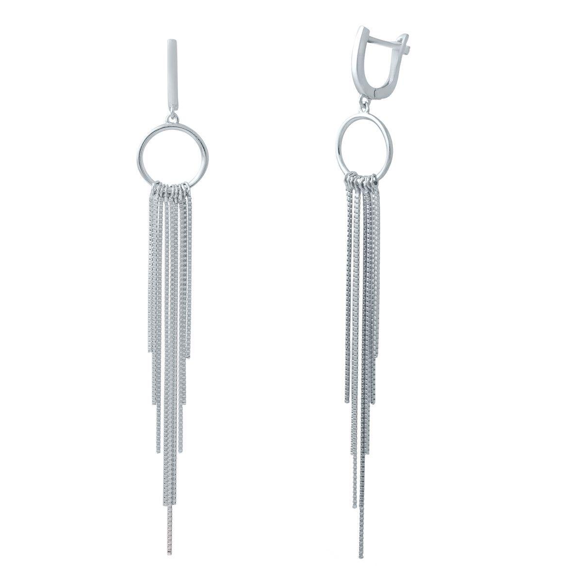 Сережки срібні з довгими ланцюжками Сережки срібні з довгими ланцюжками