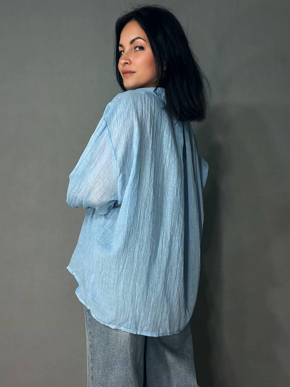 Рубашка женская Xingyue 388 с карманом жатка OS Голубой (26730536) - фото 2
