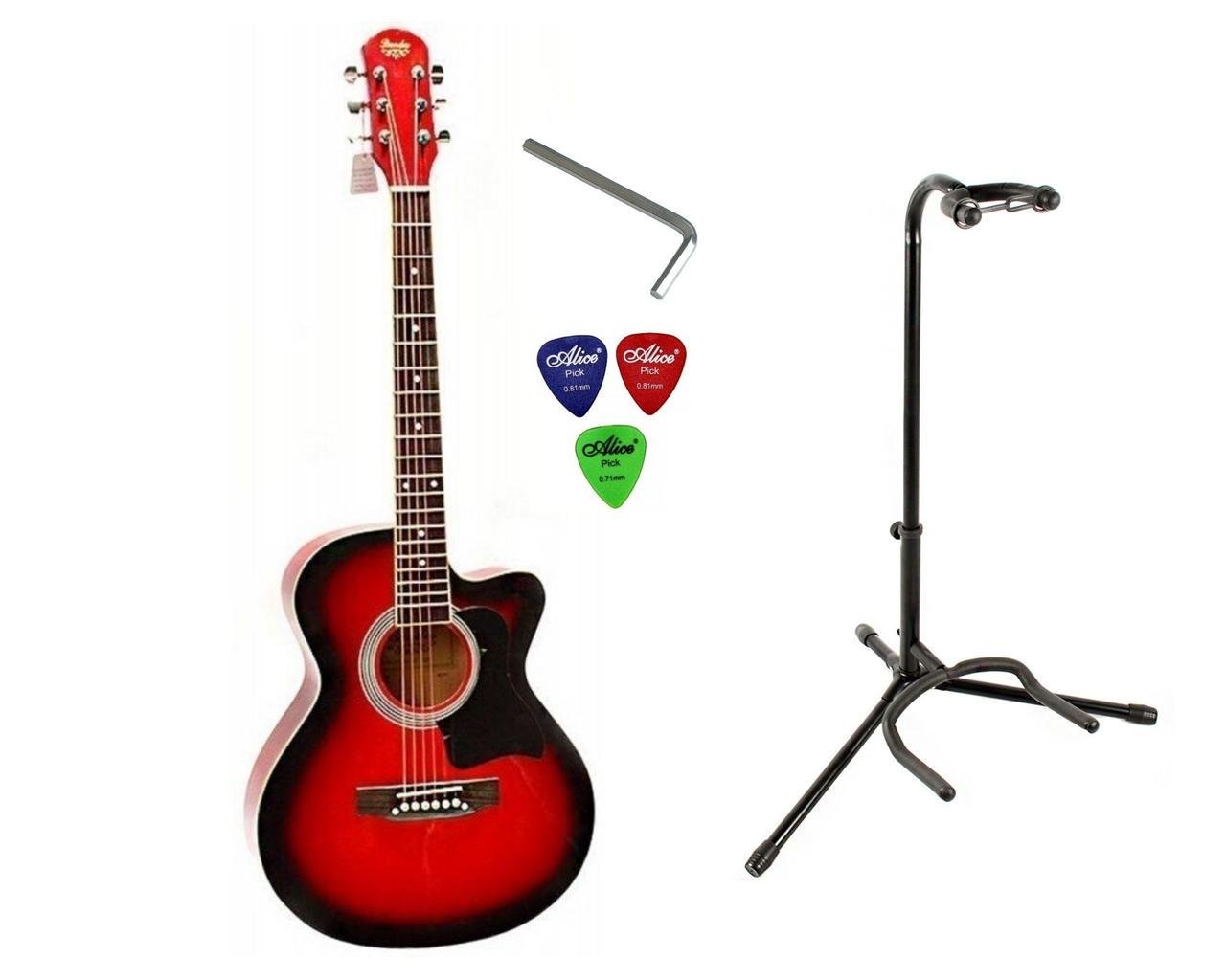 Набір акустична гітара Bandes AG-851C 39" + стійка Red