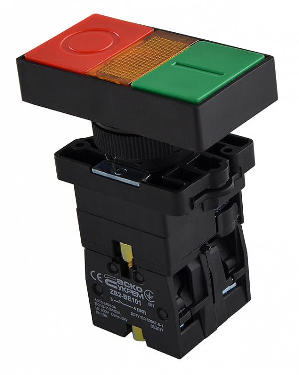 Кнопка Старт-Стоп АСКО-Укрем LAY5-EW8365 IO 1NO+1NC 22 мм LED 220V Желтый (A0140010207)