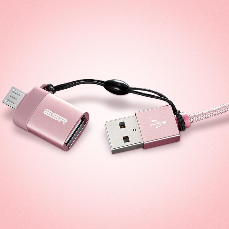 OTG адаптер ESR Micro USB до USB 2.0 Рожевий - фото 2