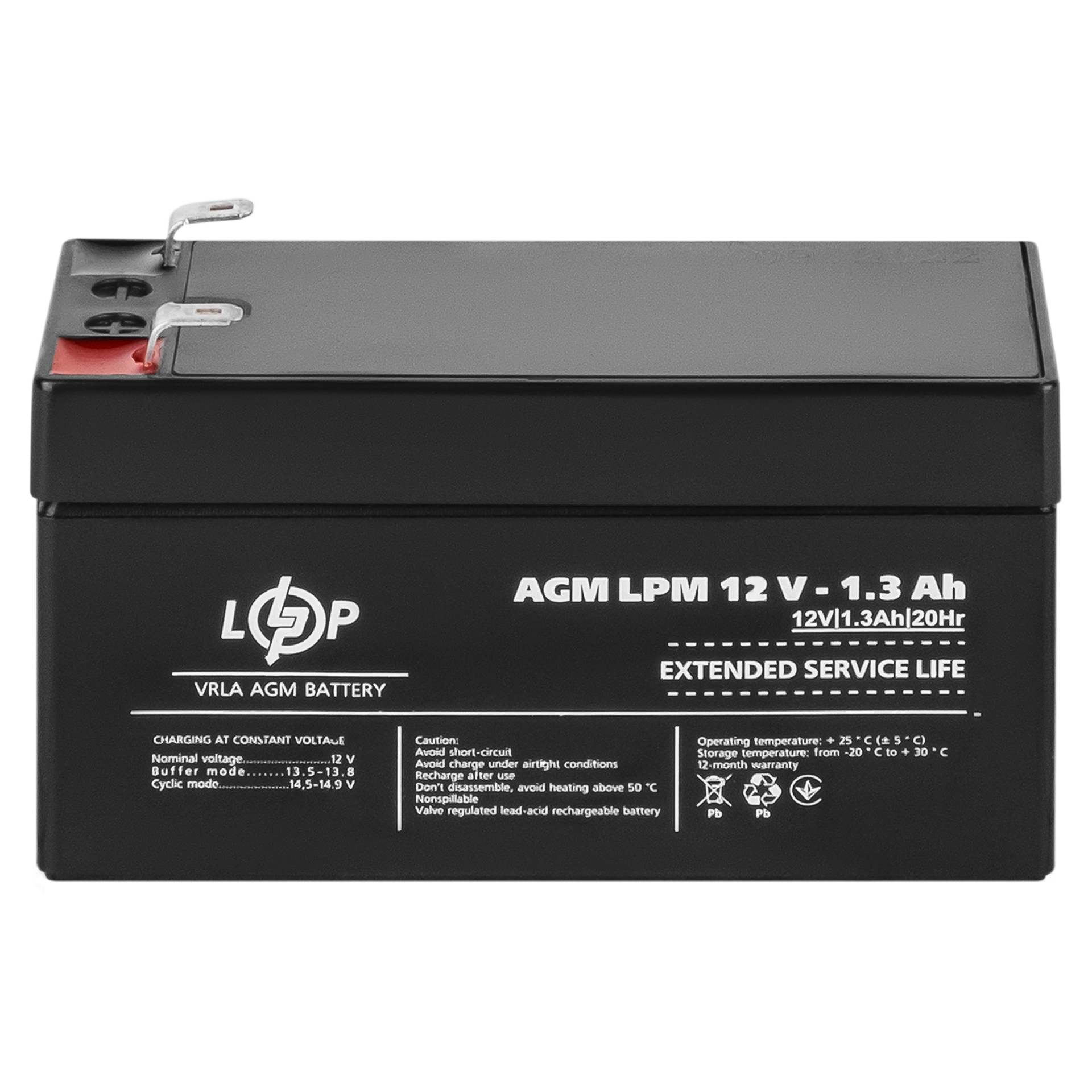 Аккумулятор LogicPower AGM LPM 12V 1,3 Ah (4131) - фото 2