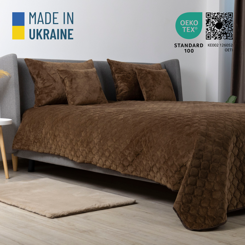 Покрывало ТЭП VELOUR ромб круглый 240x260 см Коричневый (item16017) - фото 7