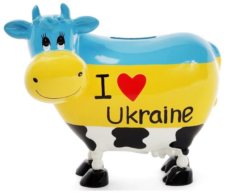 Скарбничка-корівка I love Ukraine 16,5х9х14 см керамічна (BD-504-125)