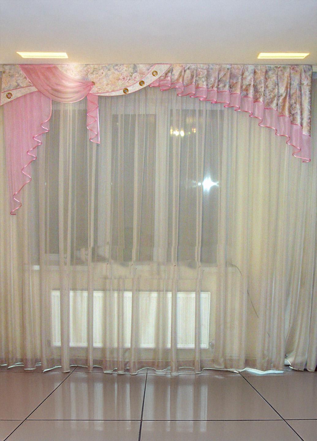 Ламбрекен жесткий Firanka Стайл Розы 250 см Розовый (45ж)