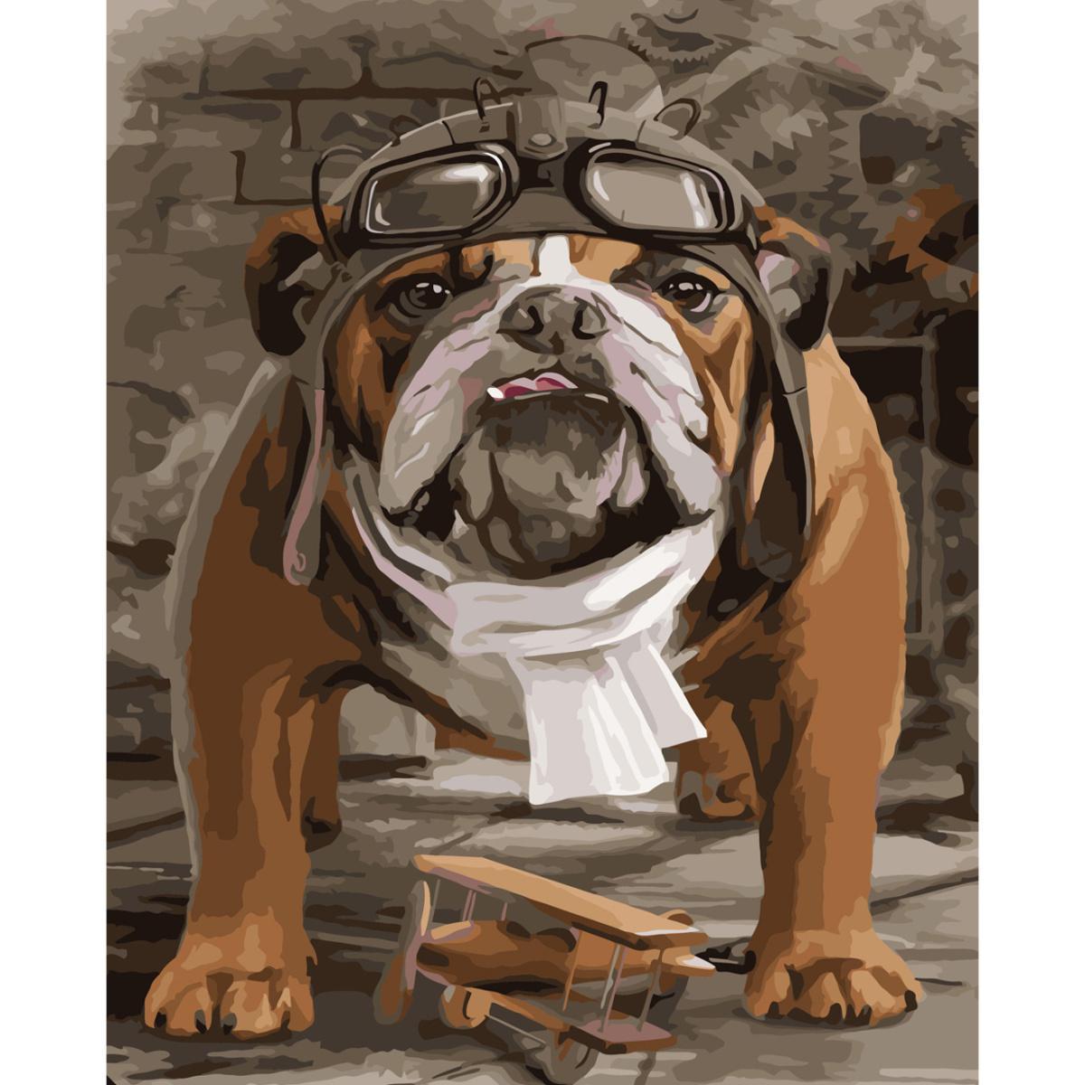 Картина по номерам Strateg Бульдог летчик 40x50 см (SY6568)