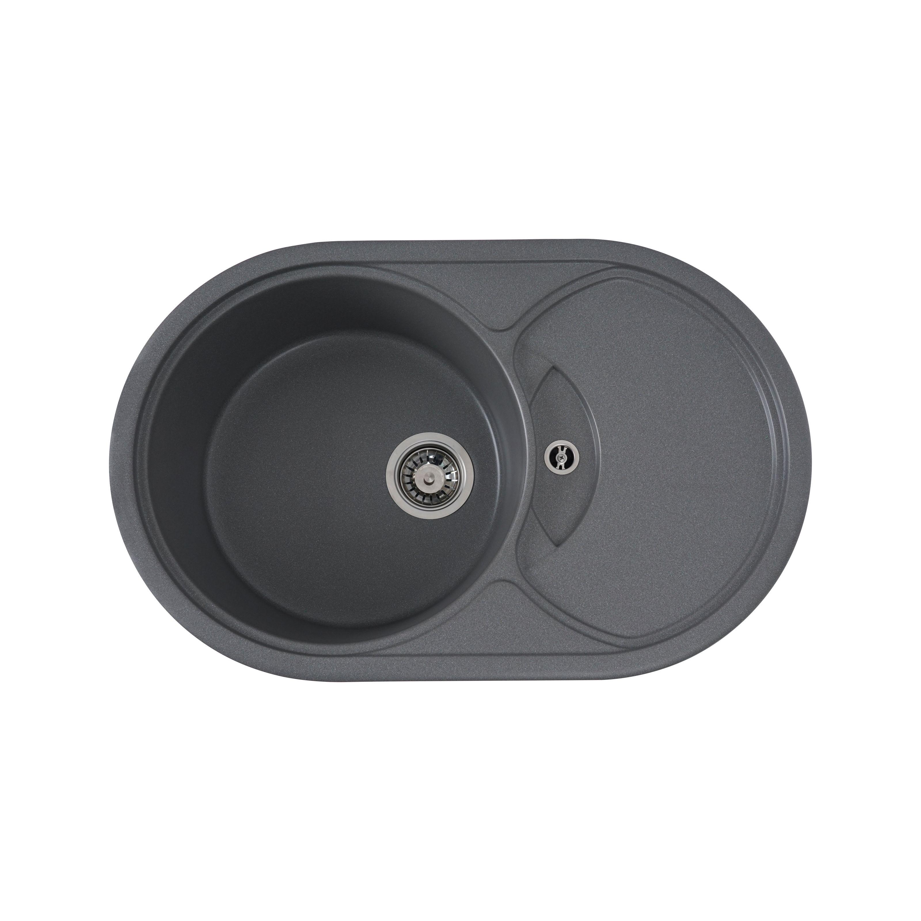 Мойка кухонная Platinum PLS-A24900 гранитная овальная 770x500 мм Серый (152270)