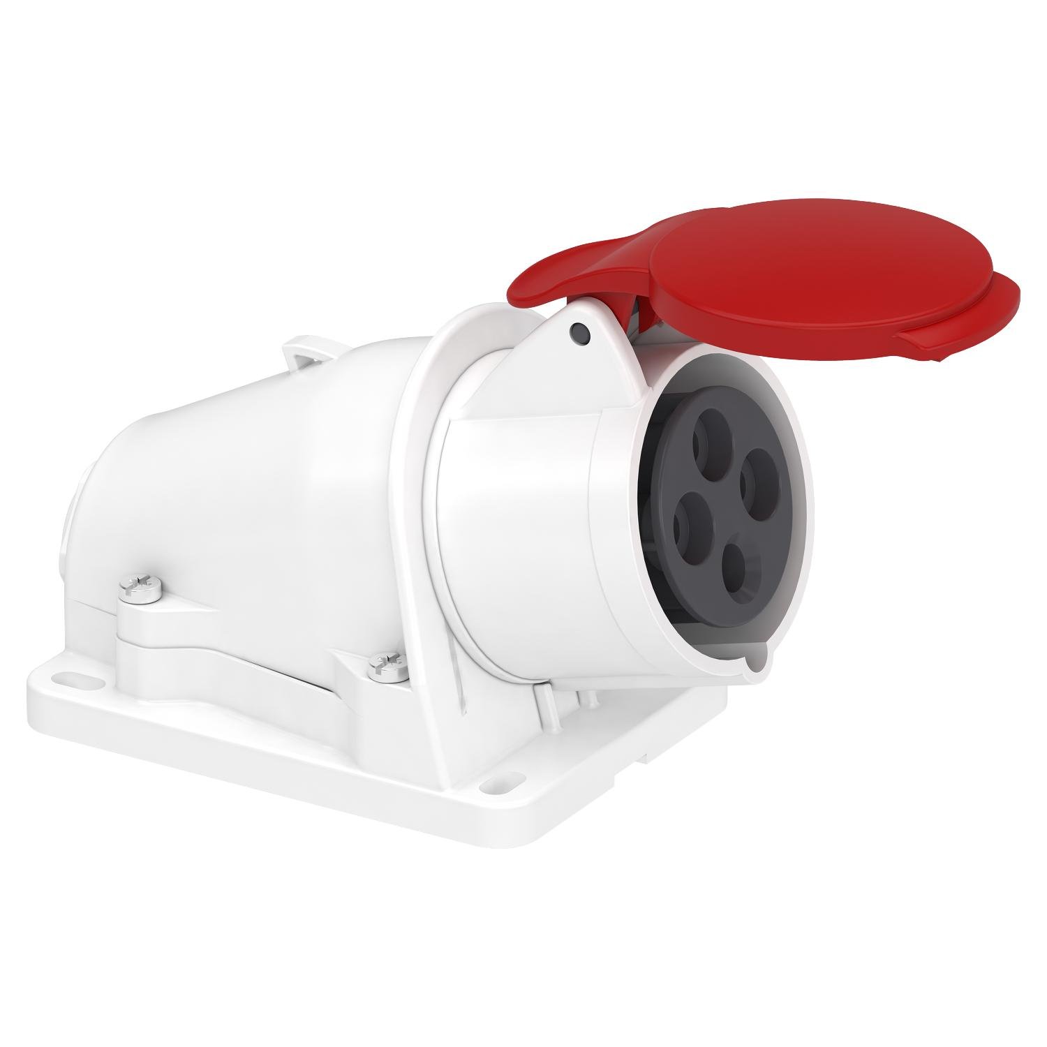 Силовая розетка Schneider Electric Mureva 3P+E 16А 415 В стационарная IP44 Красный (PKF16W434)