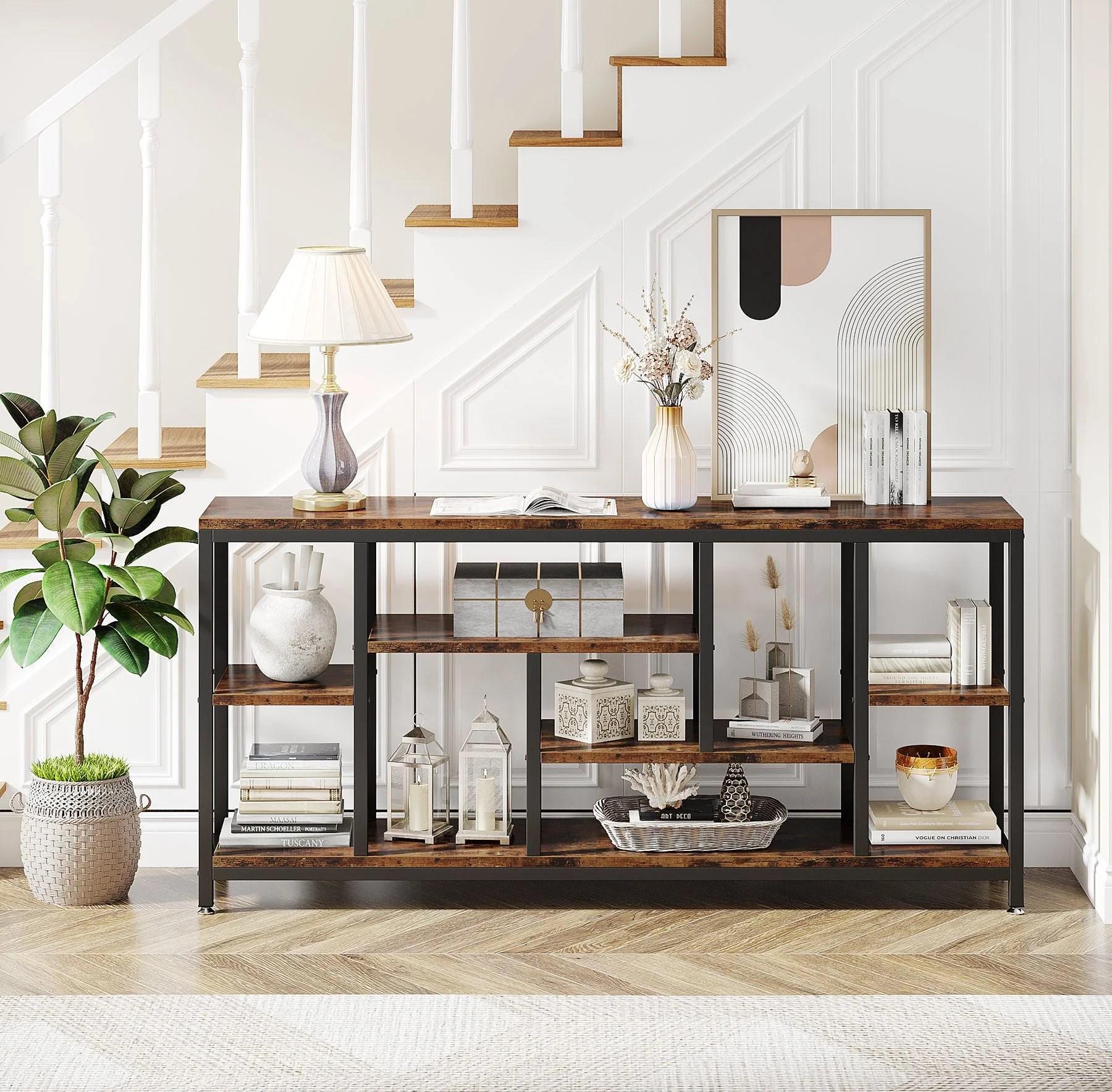 Стіл консольний MSM Tribesigns із полицями (JW0314) - фото 2 Стіл консольний MSM Tribesigns із полицями (JW0314) - фото 2