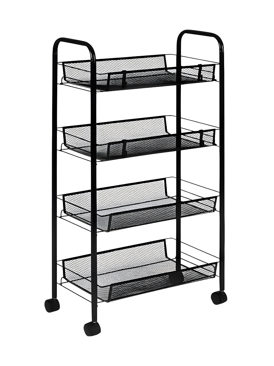 Етажерка на колесах металева універсальна 4 яруси 86х44х26 см Чорний (1296932964) - фото 3 Етажерка на колесах металева універсальна 4 яруси 86х44х26 см Чорний (1296932964) - фото 3