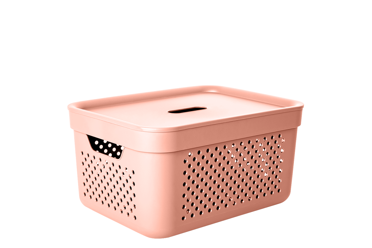 Корзина 15л Simple пластиковая с крышкой 39*29*20см карамель 171036-карам Алеана