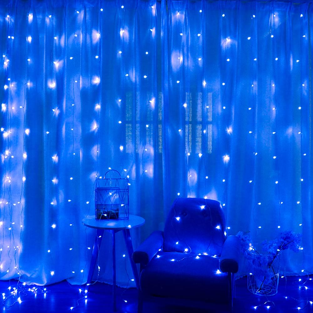 Гірлянда 120 LED Водоспад 8 режимів 3х1 м прозора ізоляція живлення 220V Blue