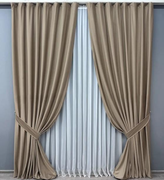 Шторы бархат 2х2,9 м 2 шт. Темно-бежевый (1554ш)
