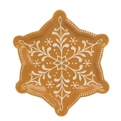Блюдо керамическое Пряничная снежинка 26 см (33812)