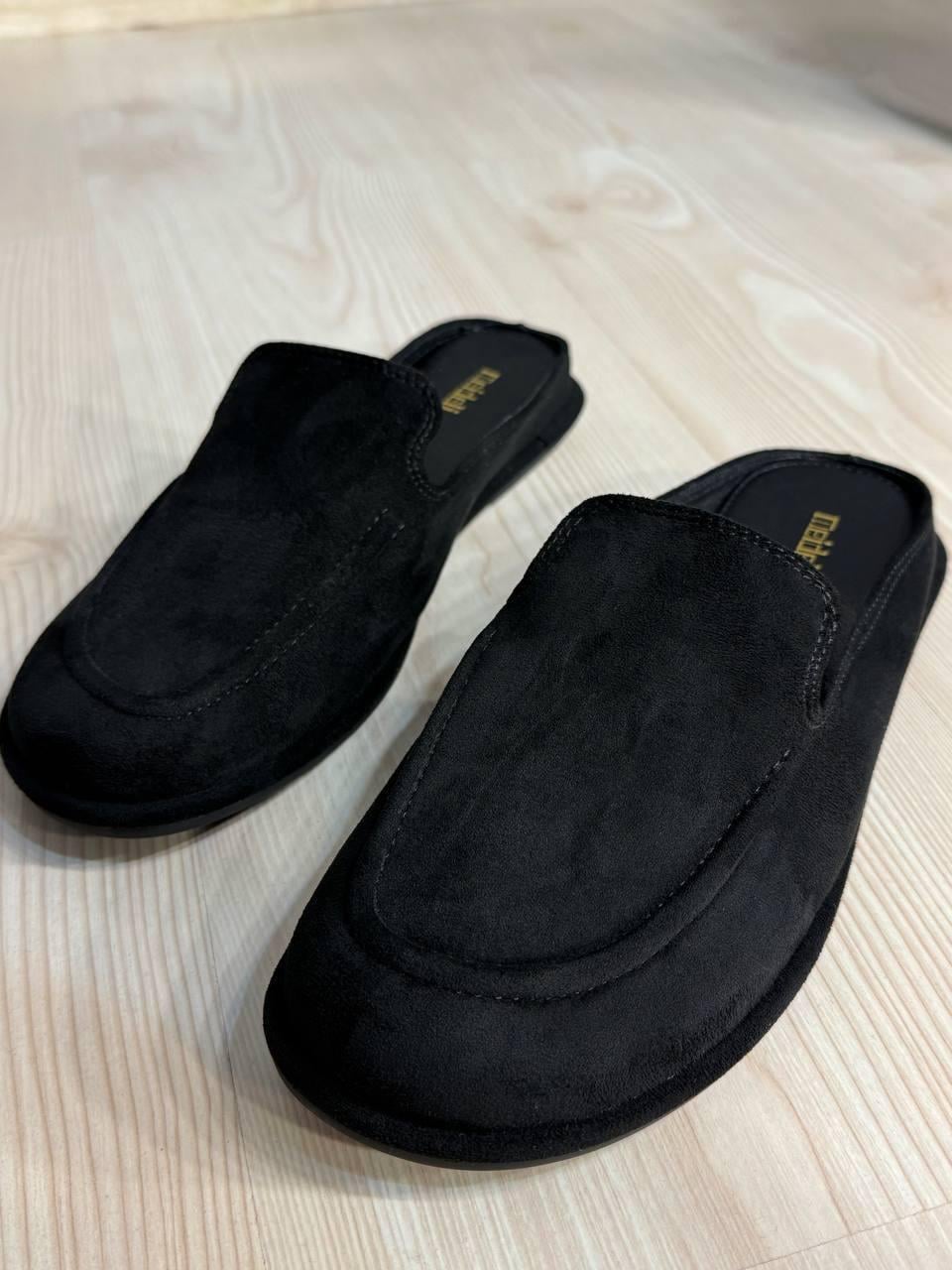 Мюлі жіночі Meideli 2115-1 лофери з відкритою п'яткою замшеві шльопанці р. 39 Чорний (6513)