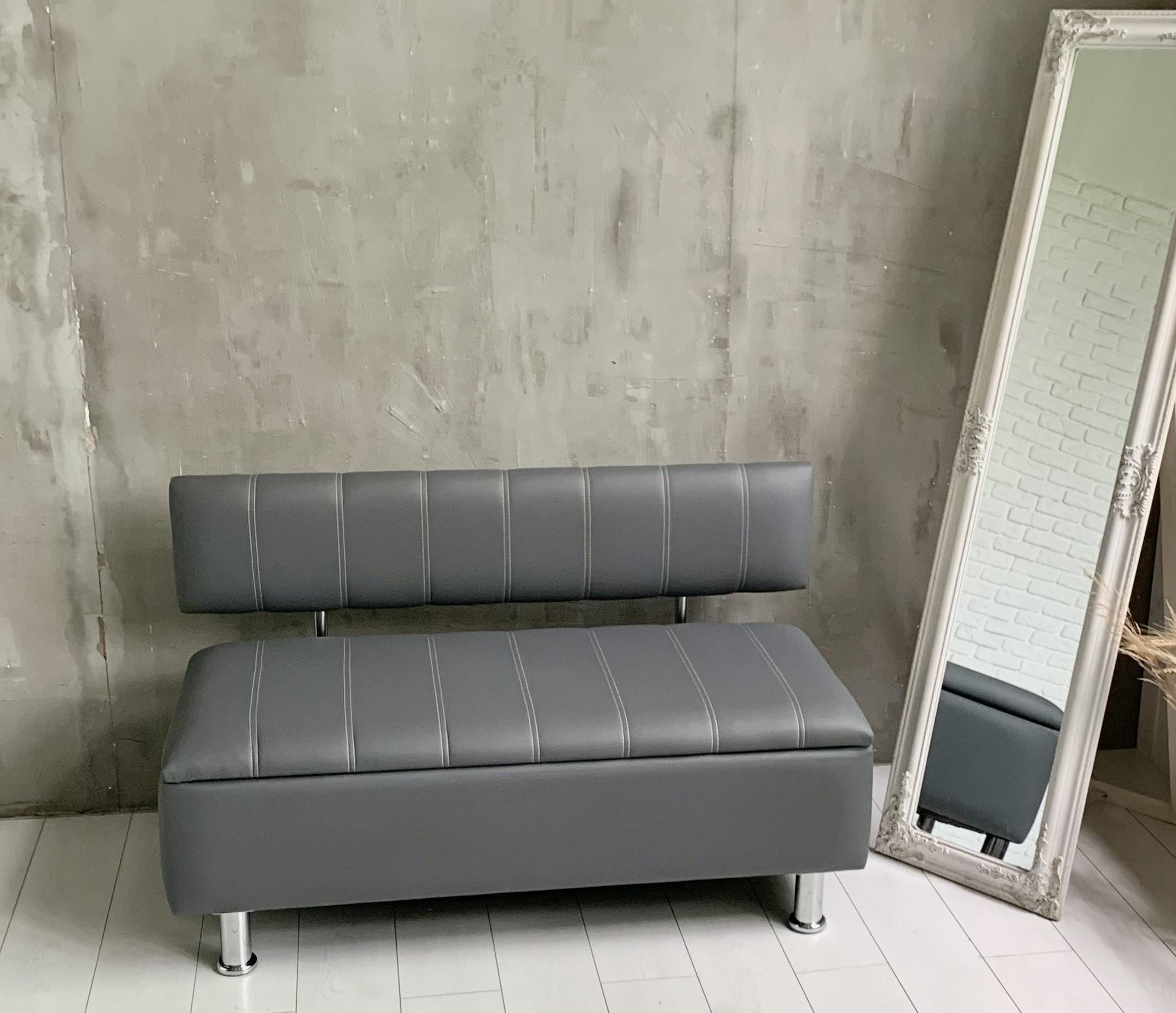 Диван офісний Vi-Tall з нішею та відстрочкою екошкіра 130х55х71 см Сірий (23132965) - фото 2