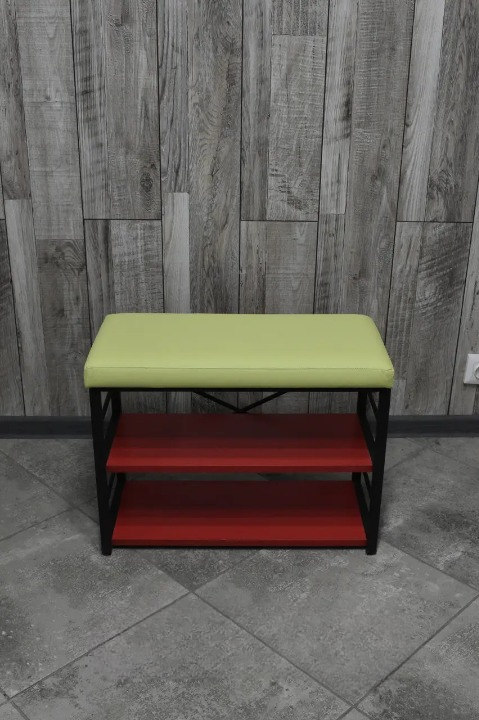 Банкетка для взуття металева з м'яким сидінням 32х47х60 см Салатовий (28375290)