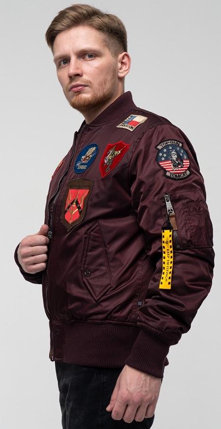 Бомбер Top Gun MA-1 Nylon Bomber Jacket with patches XS Maroon (TGJ1540PMXS) - фото 3