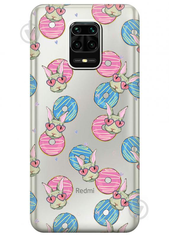 Прозрачный силиконовый чехол iSwag для Xiaomi Redmi Note 9S с рисунком - Зайчики (M1652)