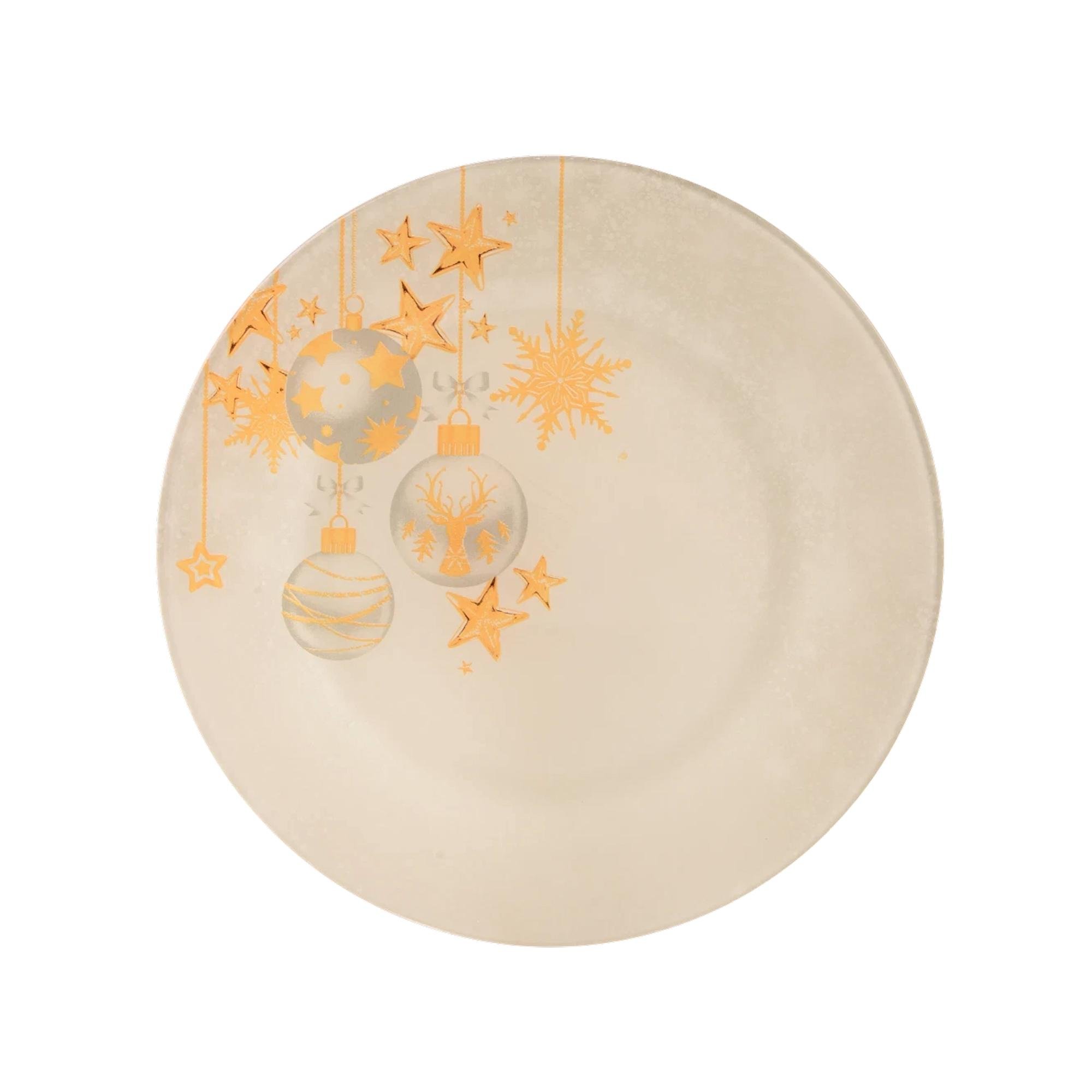 Тарілка скляна для свят з новорічним малюнком 25 см (11111115) - фото 1 Тарілка скляна для свят з новорічним малюнком 25 см (11111115) - фото 1