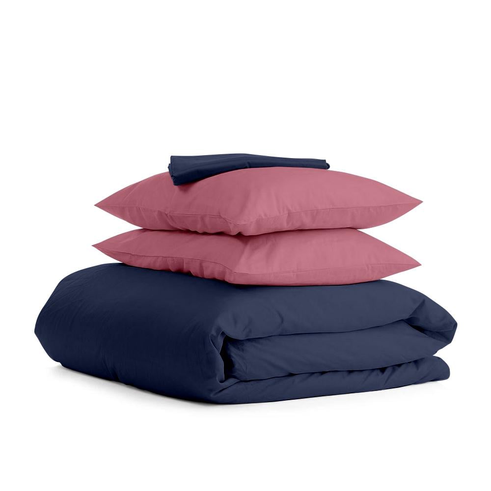 Комплект евро постельного белья Cosas Satin Dark Blue Pudra-P 200х220 см (4822054067770)